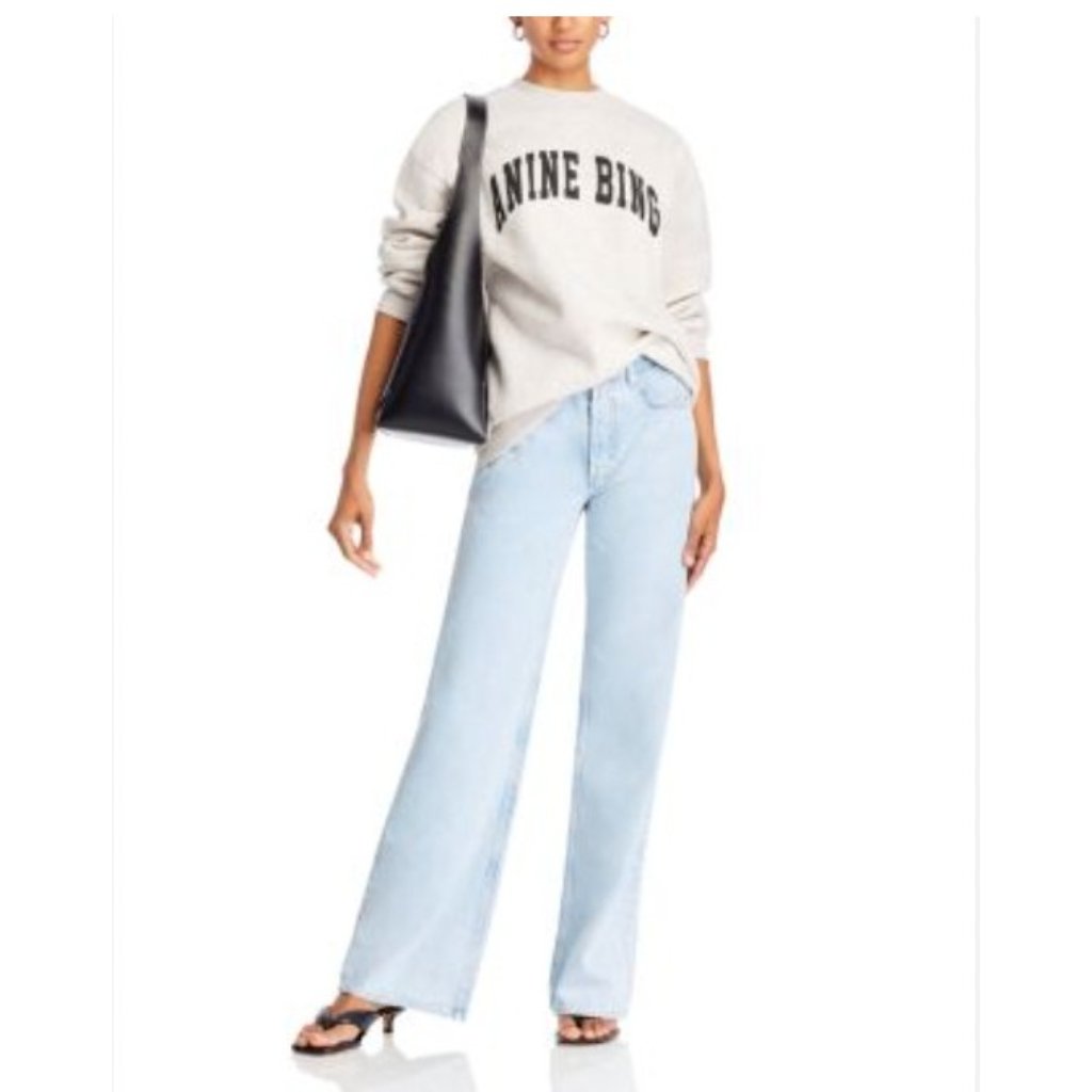 Anine Bing Hugh Jeans Womens 23 Bleached Blue High Rise Relaxed Wide Leg Denim